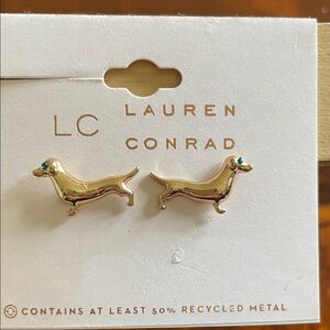Kohl's Lauren Conrad Gold Dachshund Stud Earrings with Green Accent